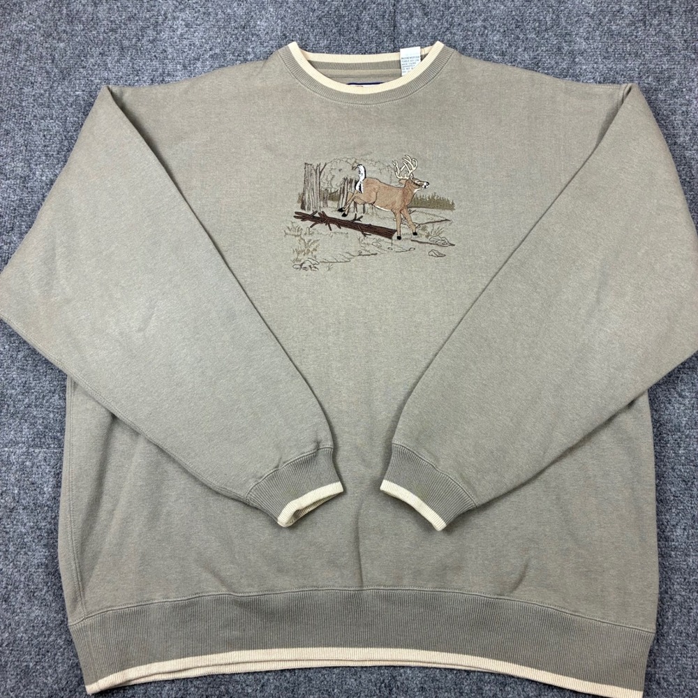 C&B Sport Croft & Barrow Embroidered Deer Sweater Mens Size XL Vintage Style